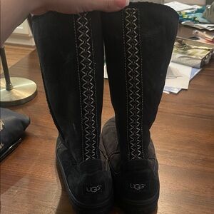 UGG Women's Black Winter Boots with Stitch Detail
